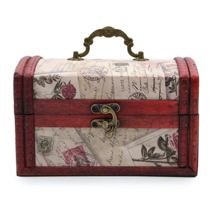 MDF-Boxen im Vintage-Stil – Rose Design Set (2er-Set) Vintage-MDF-Boxen mit Rosenprint, gewölbtem Deckel, Metallgriff und Verschluss, 110x180x110 mm