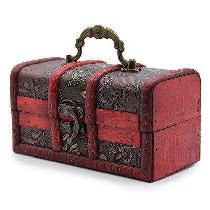 MDF Vintage Style Box – Large Gold Panel vintage MDF storage box with red panels, decorative handle and metal latch