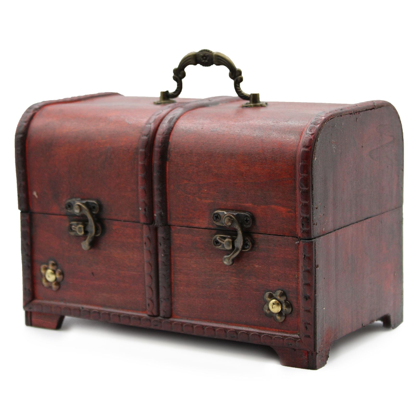 MDF-Holzboxen im Vintage-Stil – 3er-Set Aufbewahrungsboxen aus MDF-Holz im Antik-Look mit Metallgriff und Verschlüssen, Vintage-Deko