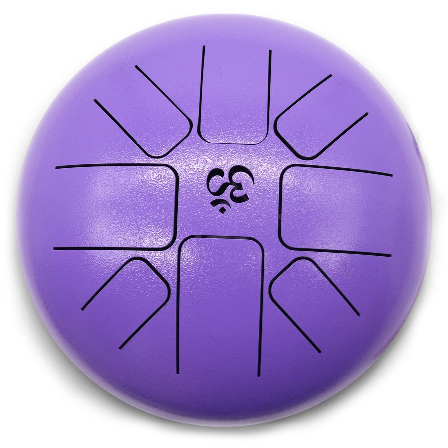 Med Steel Tongue Happy Drum – Om Violet – 22 × 16 CM violett steel tongue drum med Om-symbol, vy ovanifrån