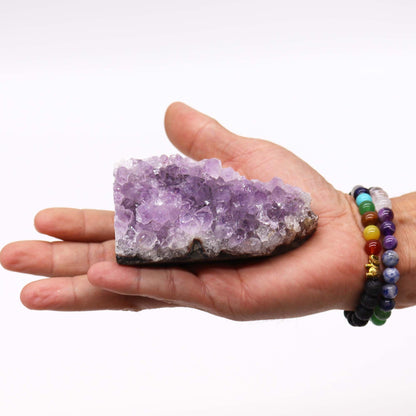 Medium Natural High-Grade Amethyst Standing Cluster (Approx. 350–450 G / 7.5–10 CM) purple crystal cluster held in hand
