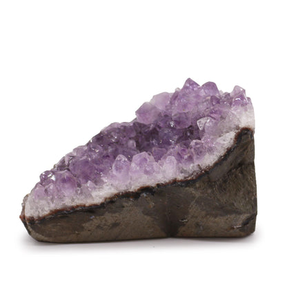 Alt Tag: Medium Natural High-Grade Amethyst Standing Cluster (Approx. 350–450 G / 7.5–10 CM) natural purple crystal points on dark rock base