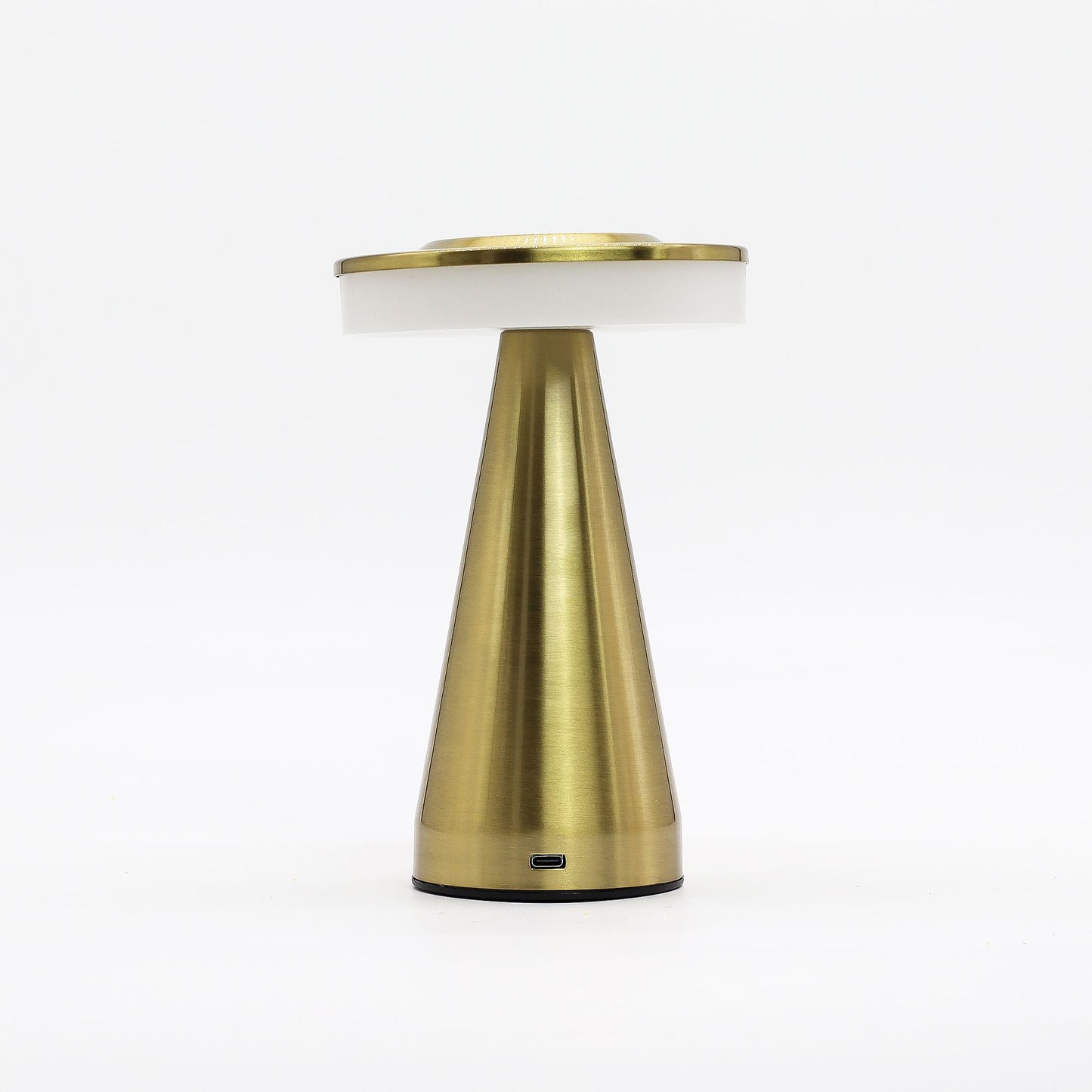 Touch-Lampe aus Metall & Keramik – hoher Stab in Kupfer, Touch-Tischlampe aus Metall und Keramik mit konischem Sockel in Kupfer-Finish