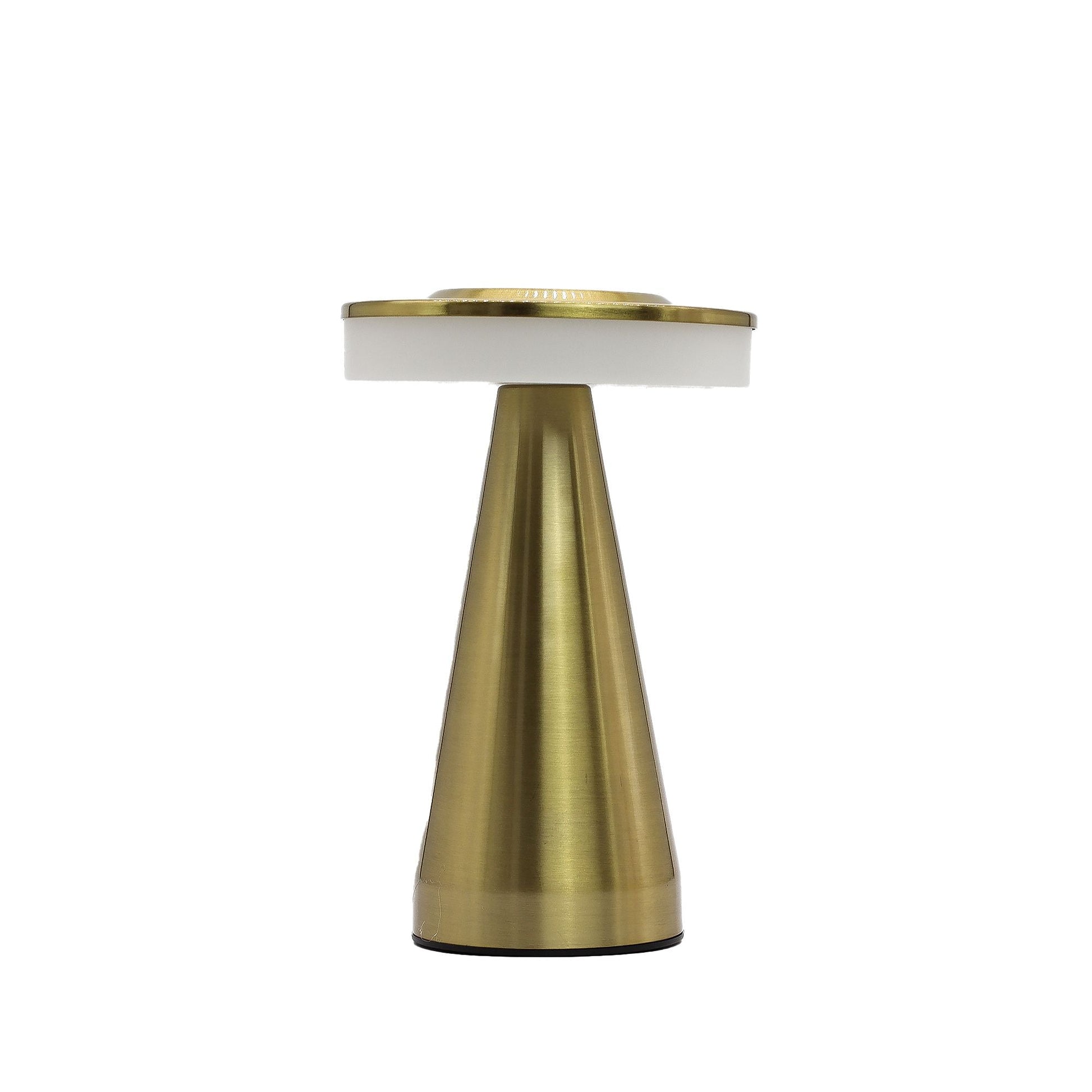 Metal- & Keramik-Touch-Lampe – hoher Stiel in Kupfer, Tischlampe mit Metallfuß in Kupferton und weißem Schirm, modernes Design
