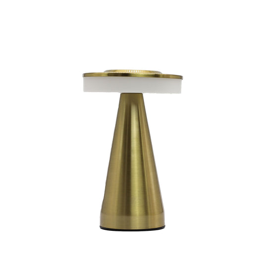 Metal- & Keramik-Touch-Lampe – hoher Stiel in Kupfer, Tischlampe mit Metallfuß in Kupferton und weißem Schirm, modernes Design
