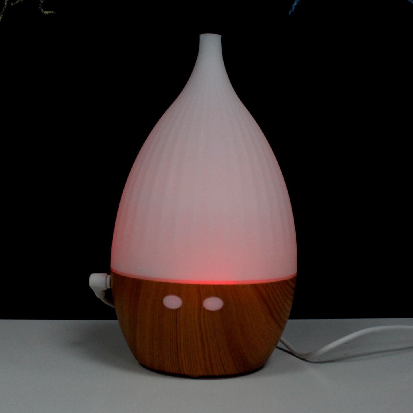 Milan Atomiser – USB – Ultraschall-Diffusor mit Farbwechsel, Holzoptik-Basis und farbwechselndem LED-Licht, tropfenförmiges Design