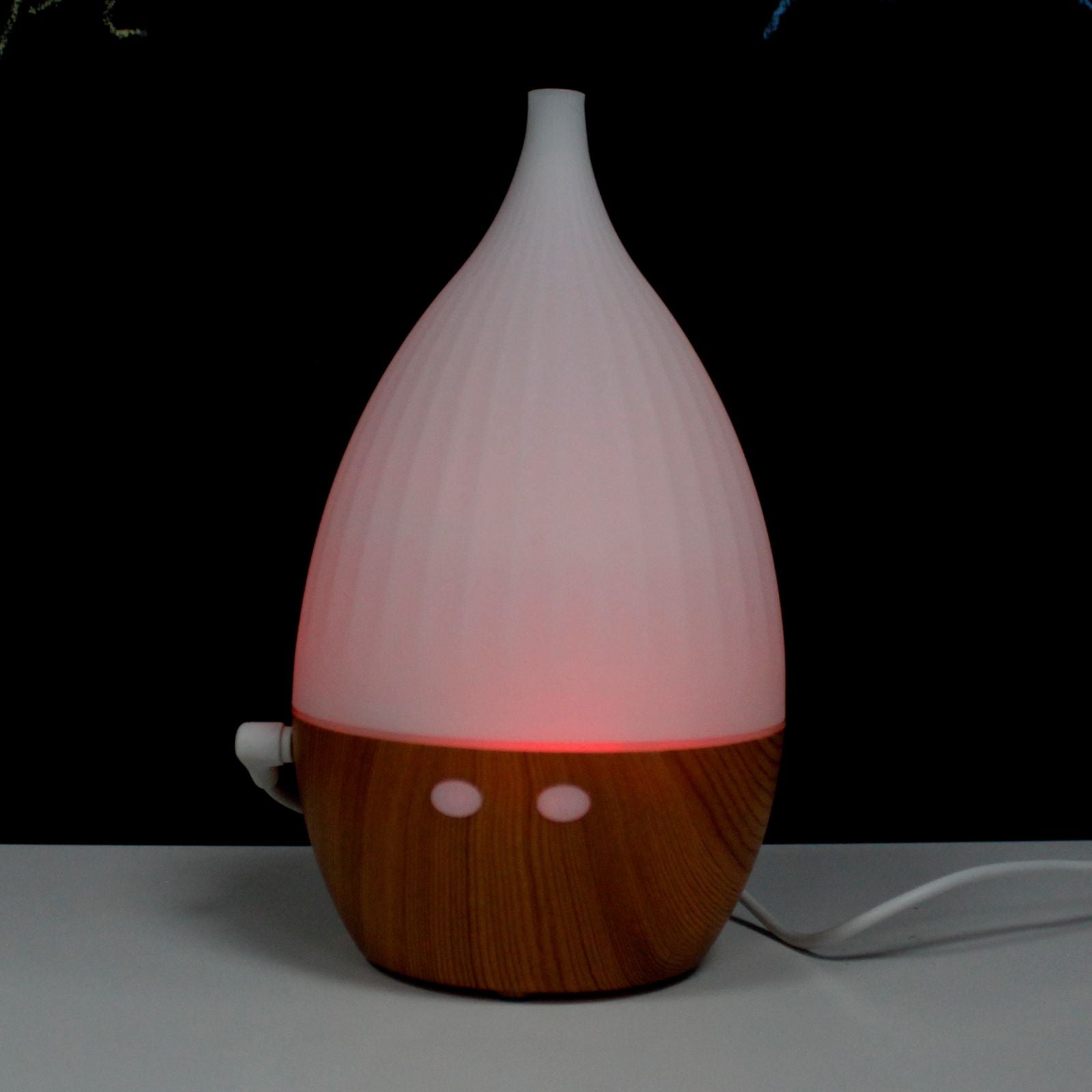 Milan Atomiser – USB – Ultraschall-Diffusor mit Farbwechsel, Holzoptik-Basis und farbwechselndem LED-Licht, tropfenförmiges Design
