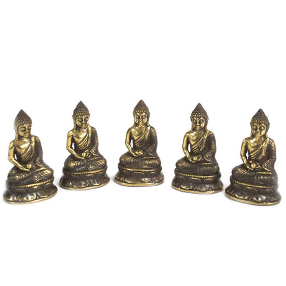 Buddha-Statue aus Messing – Set aus mini Messing-Buddha-Figuren (6x4 cm) in Meditationspose, Feng-Shui-Deko für Altar, Meditationsecke oder Zuhause