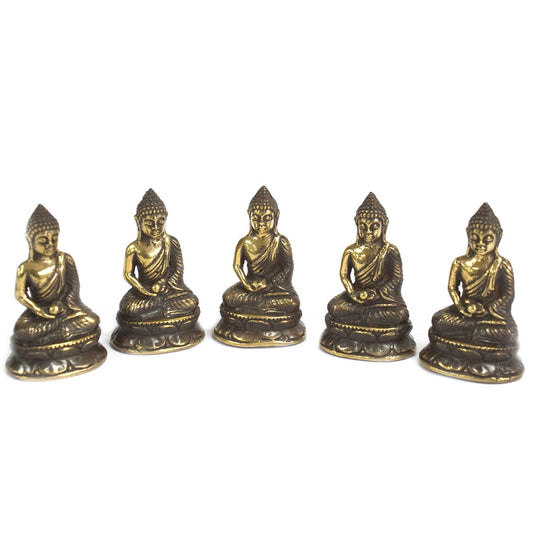 Buddha-Statue aus Messing – Set aus mini Messing-Buddha-Figuren (6x4 cm) in Meditationspose, Feng-Shui-Deko für Altar, Meditationsecke oder Zuhause