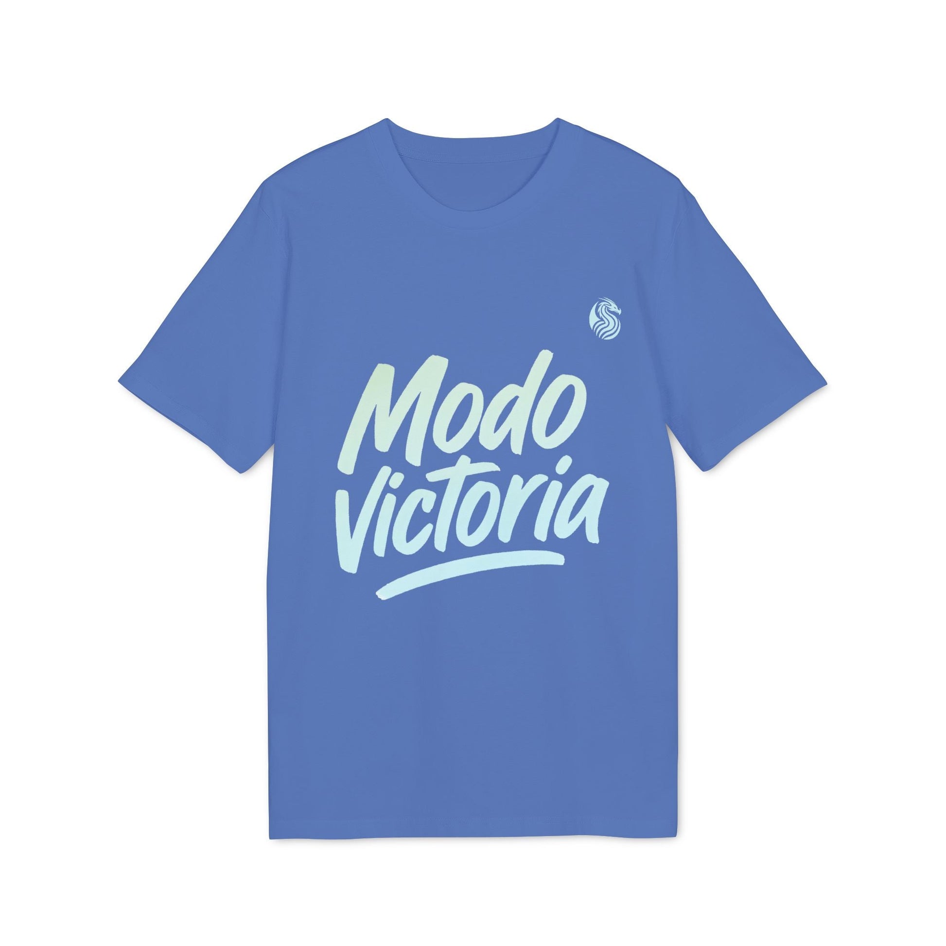 Modo Victoria Teenager Drix Premium Unisex T-Shirt blue crew neck graphic tee with Modo Victoria text print