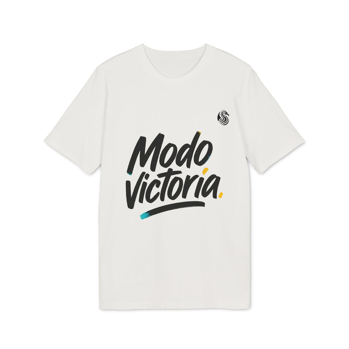 Alt Tag: Modo Victoria Teenager Drix Premium Unisex T-Shirt en color crema con diseño tipográfico “Modo Victoria” en el frente