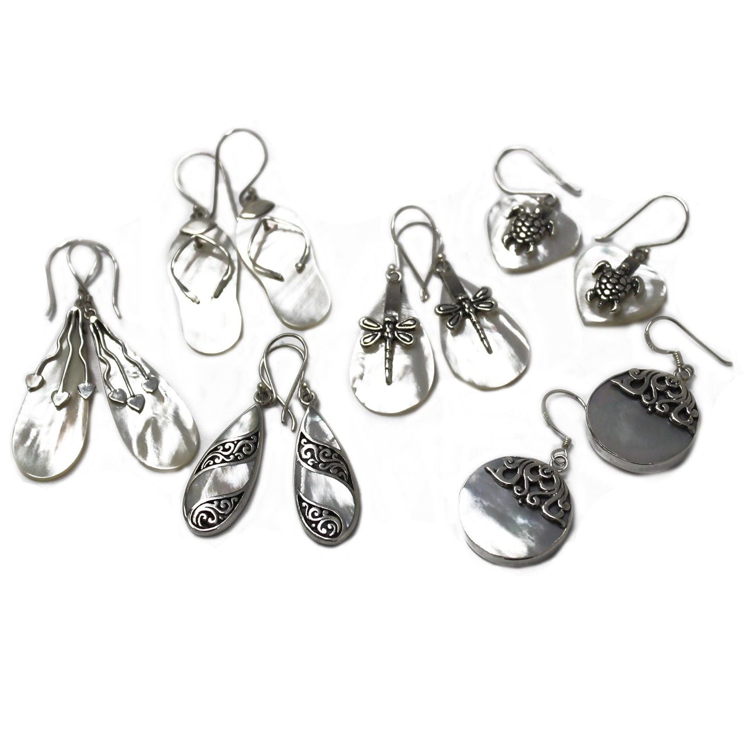 Örhängen i pärlemorskal & silver – Classic Disc, örhängen med skivor i sterling silver med skimrande inlägg av pärlemor