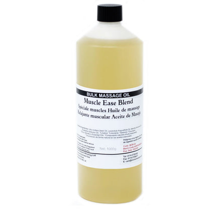 Muscle Comfort Massage Oil – 1 KG bulk massage oil bottle, Muscle Ease Blend label, 1000g size, professional and home use