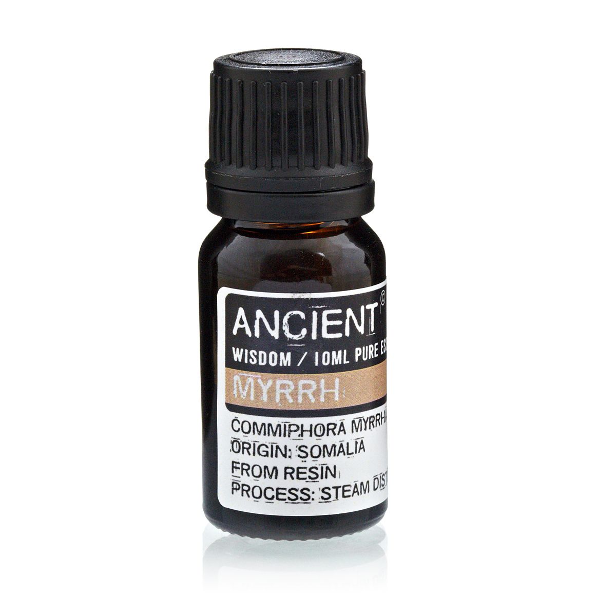 Alt-Tag: Ätherisches Myrrheöl – 10-ml-Flasche, Premium-Aromarituals-Öl aus Somalia, 10 ml Braunglas mit schwarzem Verschluss