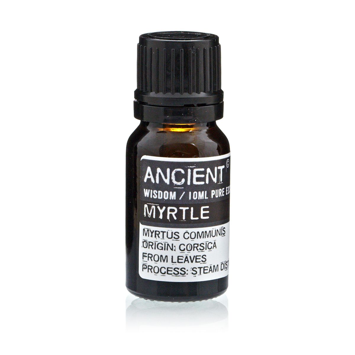 Alt Tag: Myrtle Essential Oil – 10 ML, frasco ámbar 10 ml Ancient Wisdom, Myrtle (Myrtus communis), origen Córcega