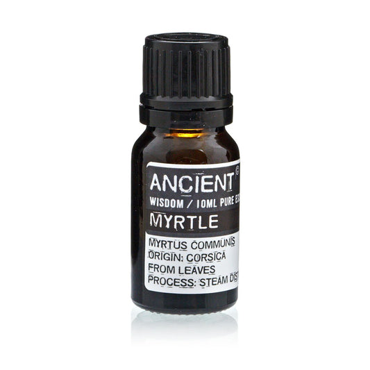 Alt Tag: Myrtle Essential Oil – 10 ML, frasco ámbar 10 ml Ancient Wisdom, Myrtle (Myrtus communis), origen Córcega