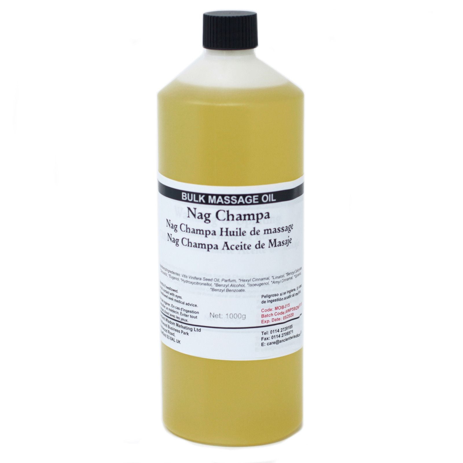 Alt-Tag: Nag Champa Massageöl – 1-kg-Großgebinde Massageölflasche, Vitis-Vinifera-Kernöl mit Nag-Champa-Duft, 1000 g