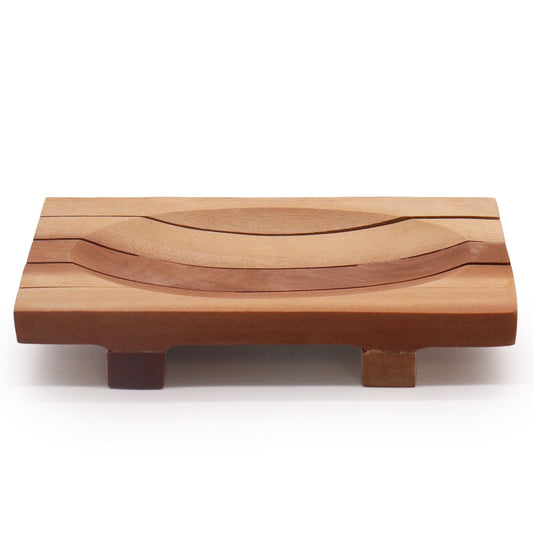 Alt Tag: Naseberry Wood Soap Dish – Grid Drainer 13x6 CM rectangular wooden soap dish with slatted grid drainer and raised feet