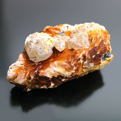 Natural Barite & Sericite Specimens – 60-Piece Collection mineral specimen close-up with white barite crystals and reddish sericite matrix