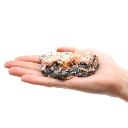Natural Barite & Sericite Specimens – 60-Piece Collection mineral specimen shown in hand, barite crystal cluster with sericite