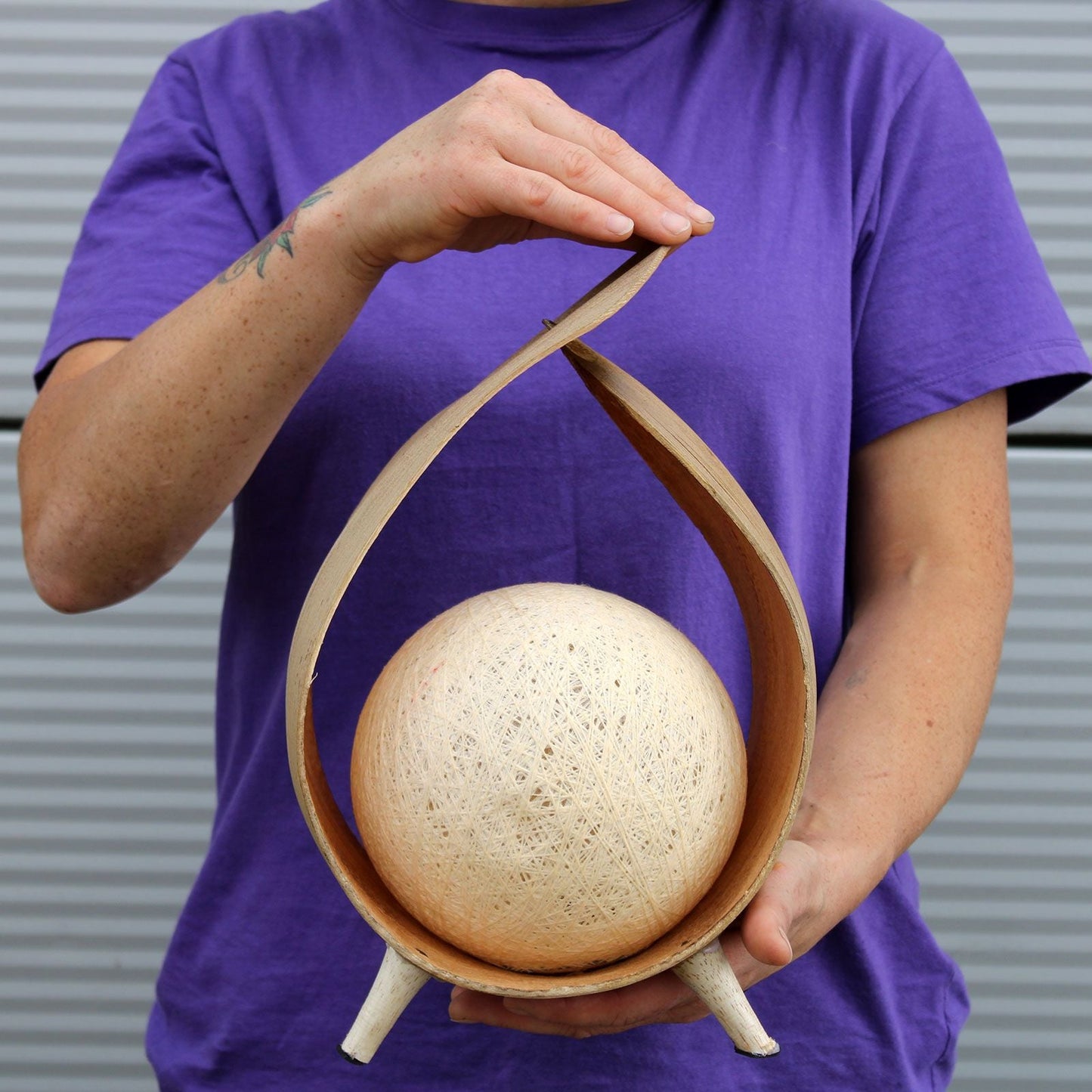 Natural Coconut Lamp – Natural Wrapover handmade coconut shell lamp with wrapover design casting soft ambient light patterns