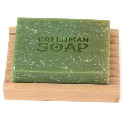 Natural Gardener’s Scrub Soap – 100G Lemon & Basil barra de jabón exfoliante verde en jabonera de madera