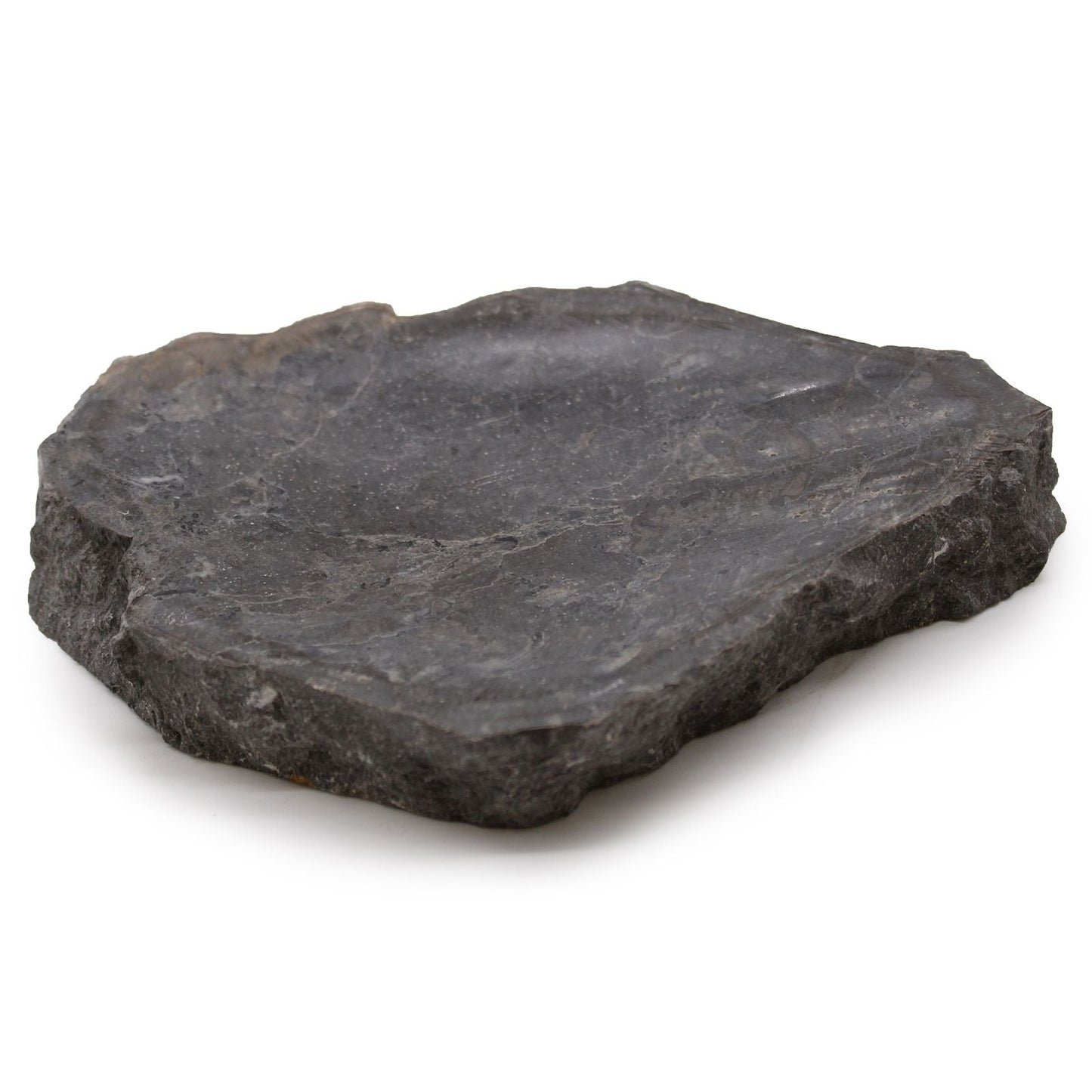 Alt Tag: Natural Grey Marble Soap Dish – 16x12 CM, dark grey natural marble soap dish tray with raw edges, 16x12 cm