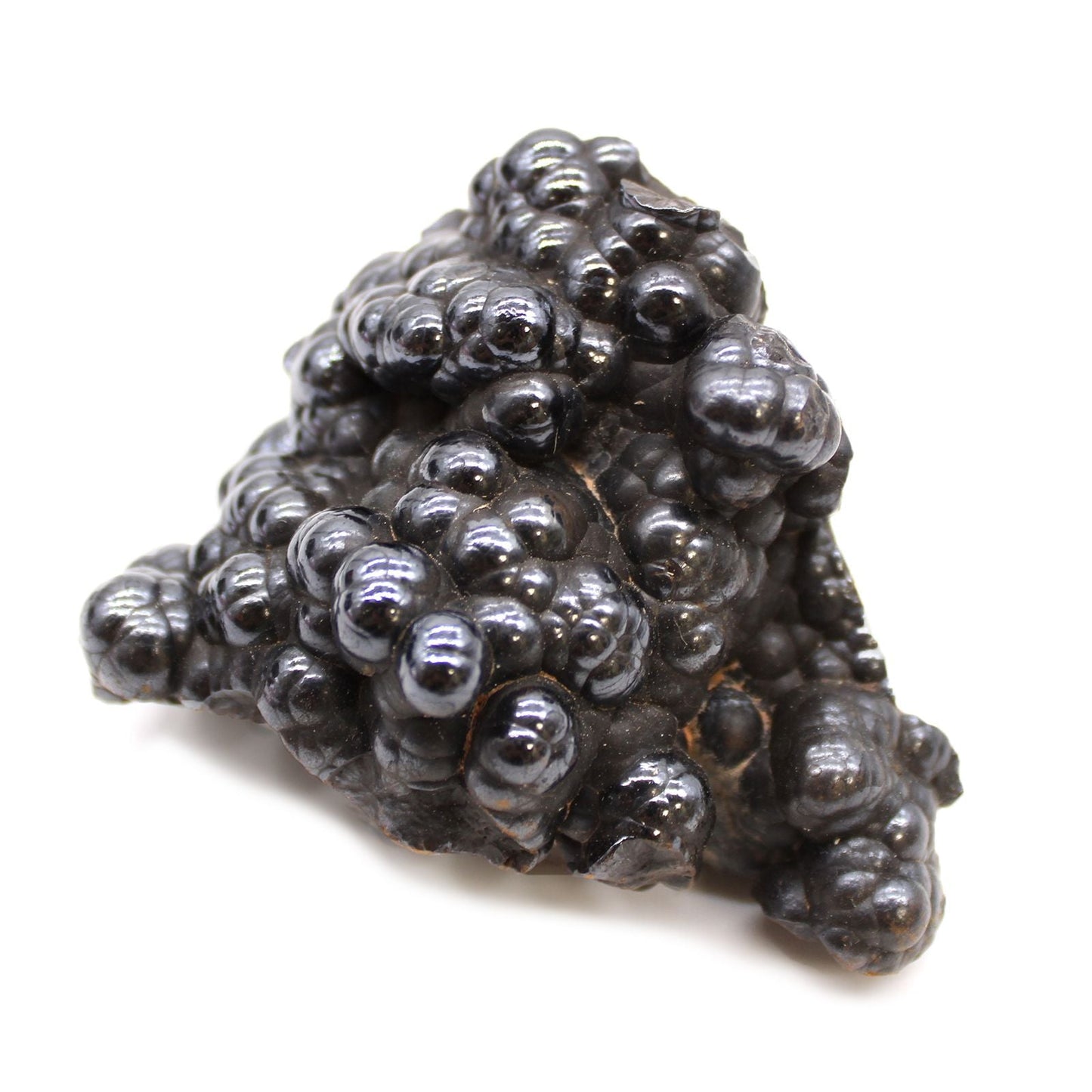 Natural Hematite Mineral Specimens – Approx 20 Pieces, metallic black botryoidal hematite cluster specimen on white background