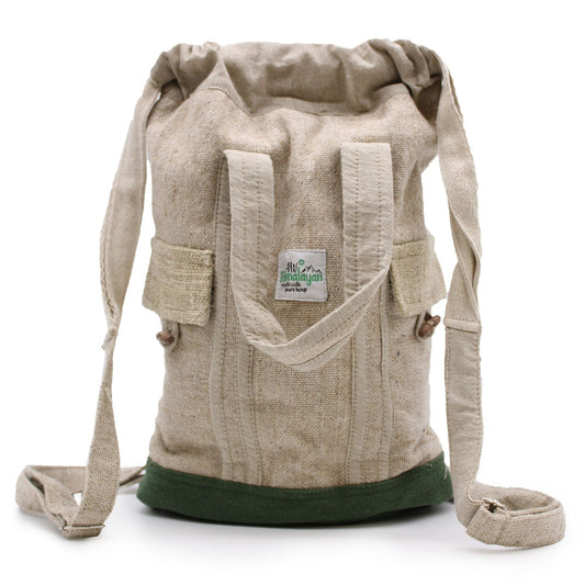 Natural Hemp & Cotton Laptop Backpack de cáñamo y algodón, diseño minimalista con cordón, bolsillos laterales y correas ajustables