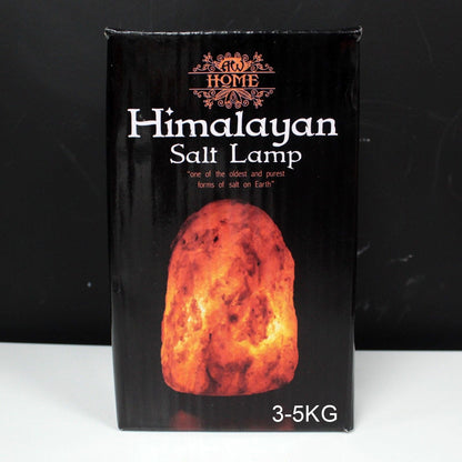 Naturlig Himalayasaltlampa av hög kvalitet med bas – ca 3–5 kg, förpackad i retailbox, Himalayasaltlampa, 3-5KG etikett