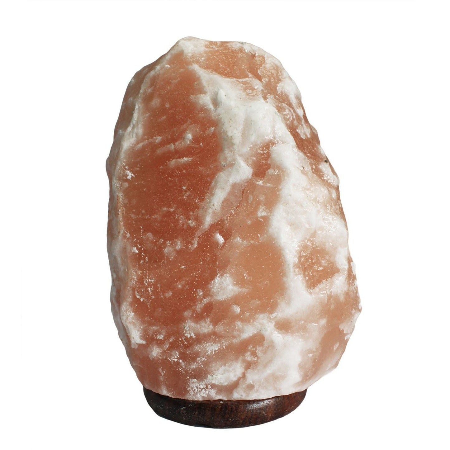 Alt Tag: Naturlig Himalaya-saltlampa av hög kvalitet med bas – ca 8–10 KG, handskuren rosa saltkristallampa på träbas
