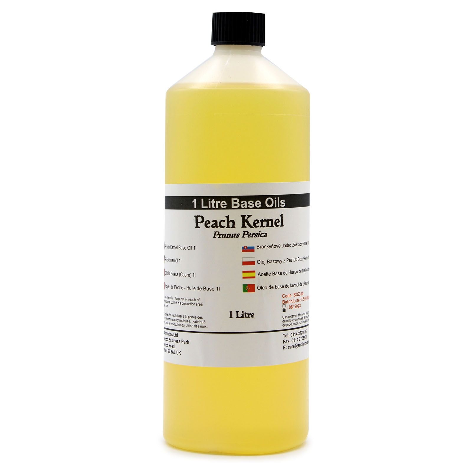 Natural Peach Kernel Base Oil – 1 Litre botella de aceite base de semilla de melocotón 1 litro, cold pressed, Peach Kernel