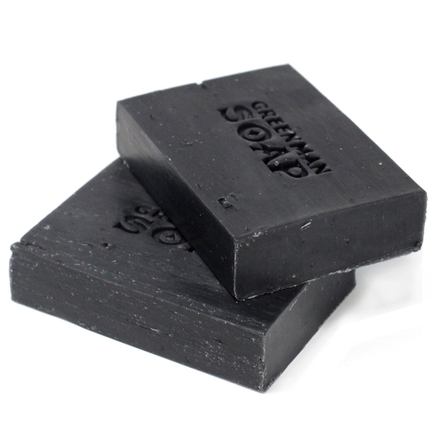Alt Tag: Natural Spicy Scent Greenman Soap – 100G black handcrafted soap bar with Greenman logo, clove sage scent, activated charcoal