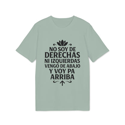 Alt Tag: No Soy Derechas Ni Izquierdas Organica Sustainable Unisex Tee camiseta unisex orgánica sostenible con texto “No soy de derechas ni izquierdas”