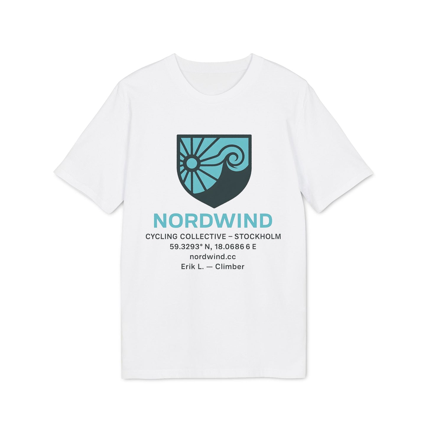 Föreningar Företag Välj Er Logga. T Shirts I Sponsra Saga Village. Premium Unisex T-Shirt vit t-shirt med NORDWIND Cycling Collective Stockholm logga