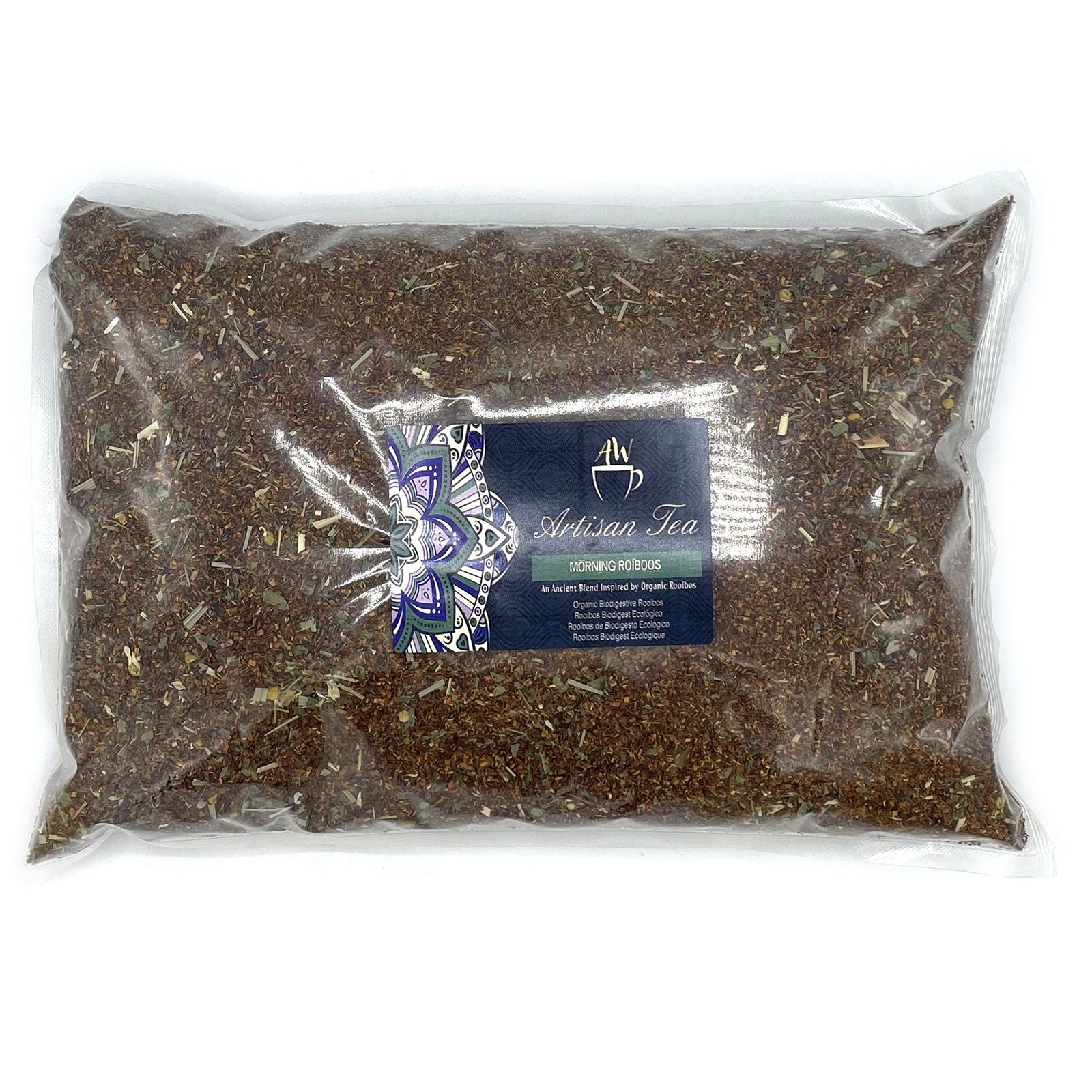Alt Tag: Organic Biodigest Rooibos Tea – 1 KG bulk loose-leaf rooibos in sealed bag, artisan blend with warm earthy aroma