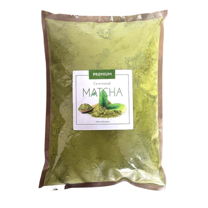 Alt Tag: Ekologiskt ceremoniellt matcha-te – 1:a klass – 1000 g premium ceremoniell matcha-pulverpåse, livfullt grön, 100 % ekologisk