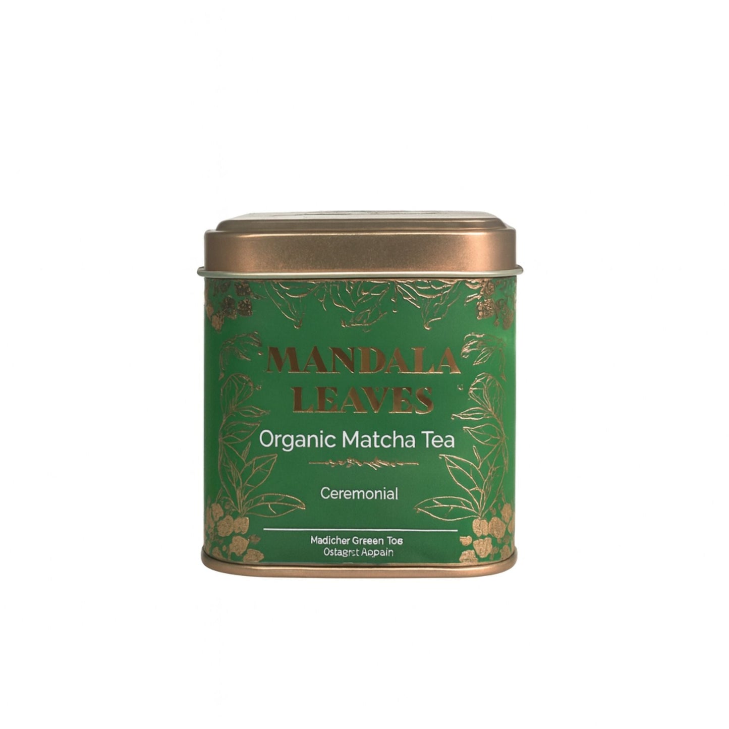 Té Matcha ceremonial orgánico – 50 g en lata verde Mandala Leaves, matcha ceremonial orgánico en polvo