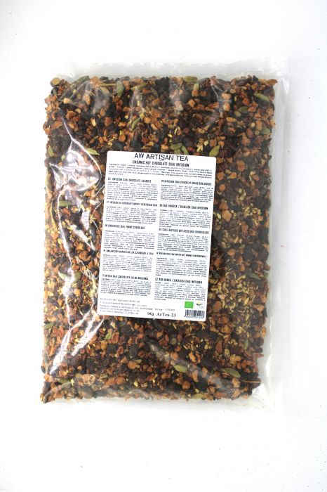 Ekologisk varm choklad chai-infusion – 1 kg påse med chai-infusion med ekologisk choklad, hantverksblandning av löste