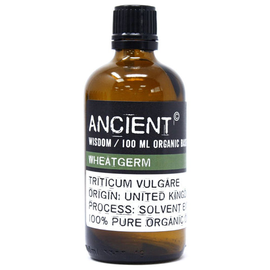 Organic Wheatgerm Base Oil – 100ML bottle, organic wheatgerm base oil for skincare and blending, 100 ml amber glass