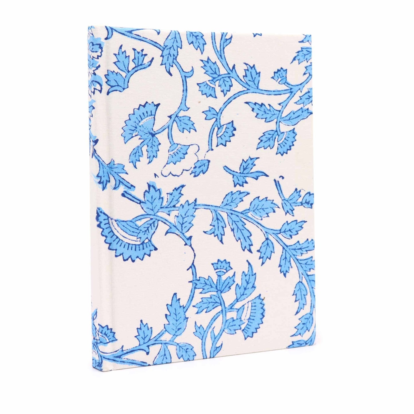 Pale Blue Floral Cotton Notebook – 20x15 CM, cuaderno artesanal de algodón con diseño floral azul claro y papel hecho a mano