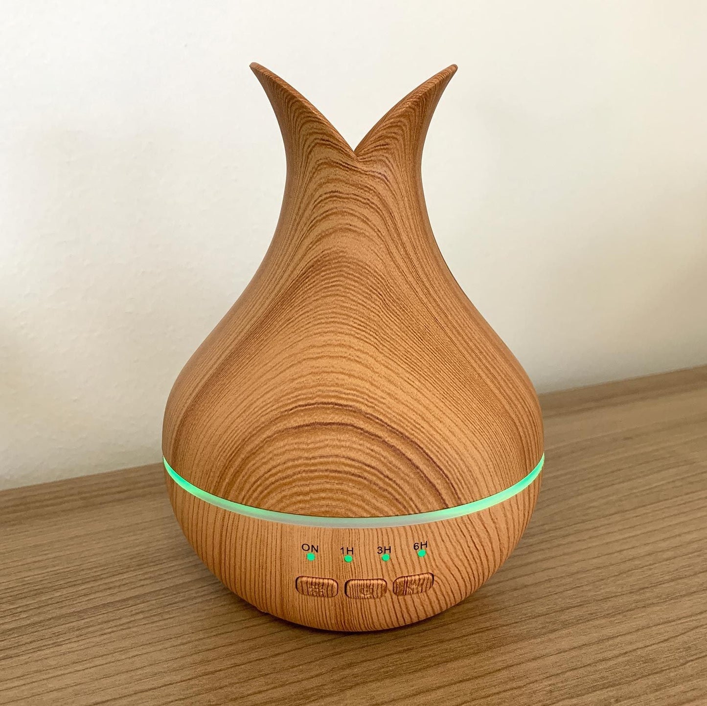 Palermo Atomiser – USB – Colour Change – ultraljudsdiffuser i trälook med färgskiftande LED-ring och timerknappar