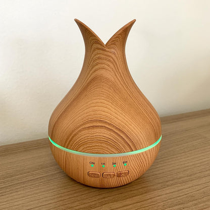 Palermo Atomiser – USB – Colour Change – ultraljudsdiffuser i trälook med färgskiftande LED-ring och timerknappar