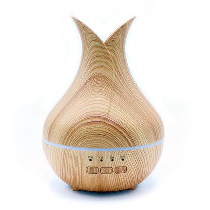 Alt Tag: Palermo Atomiser – USB – Färgskiftning – Timer ultraljudsdiffuser i träådringslook för eteriska oljor med LED-ljusring och timerknappar