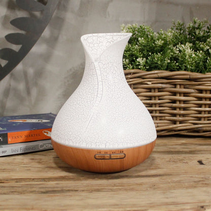 Alt Tag: Palma Atomiser – Shell Effect – USB – Colour Change – Timer-diffuser med vit finish med skaleffekt, träbas och timer
