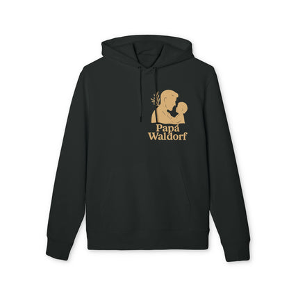 Alt Tag: Papá Waldorf Hofir Premium Unisex Hoodie negra de algodón orgánico con capucha, cordones y estampado Papá Waldorf padre e hijo