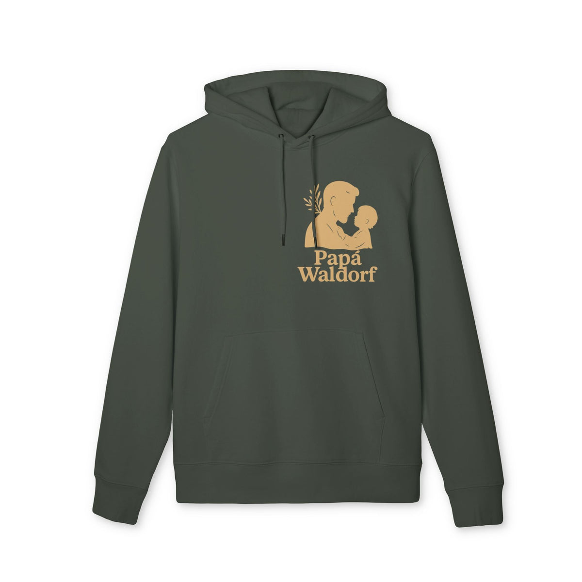 Papá Waldorf Hofir Premium Unisex Hoodie verde oscuro con capucha y gráfico Papá Waldorf en el pecho