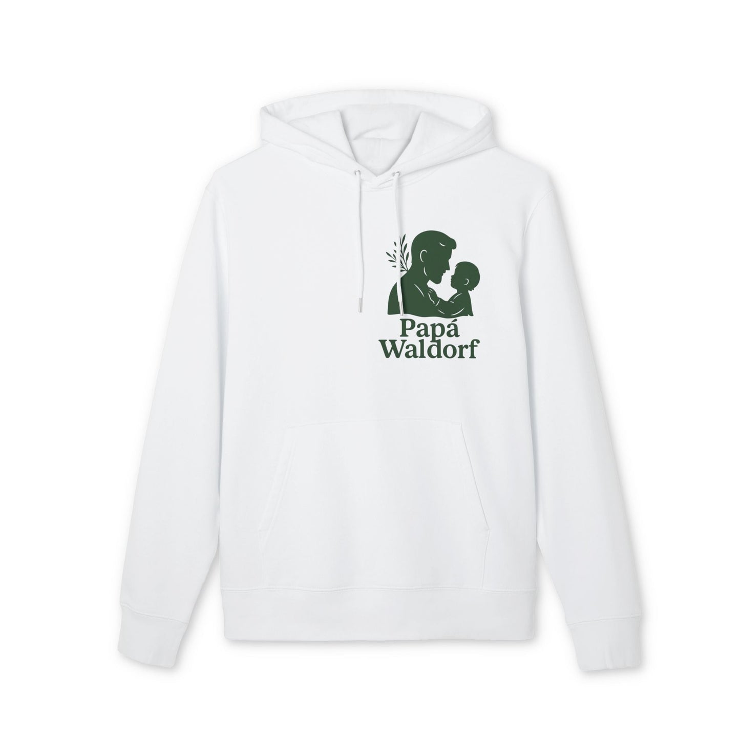 Papá Waldorf Hofir Premium Unisex Hoodie blanca de algodón orgánico con capucha y gráfico Papá Waldorf en el pecho