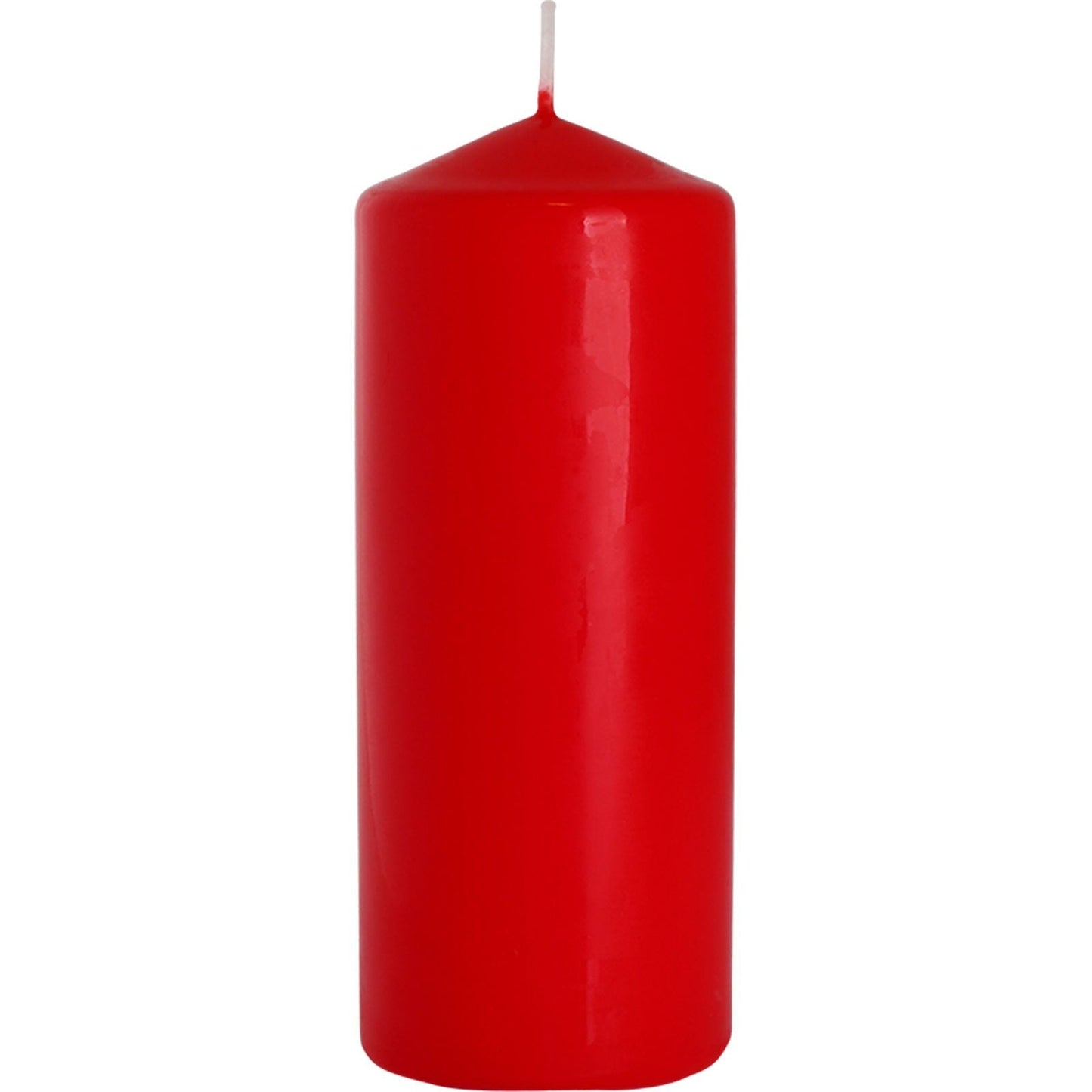 Paraffin blockljus – 60x150 MM Röd, rött paraffinblockljus 60x150 mm i cylindrisk form med veke mot vit bakgrund