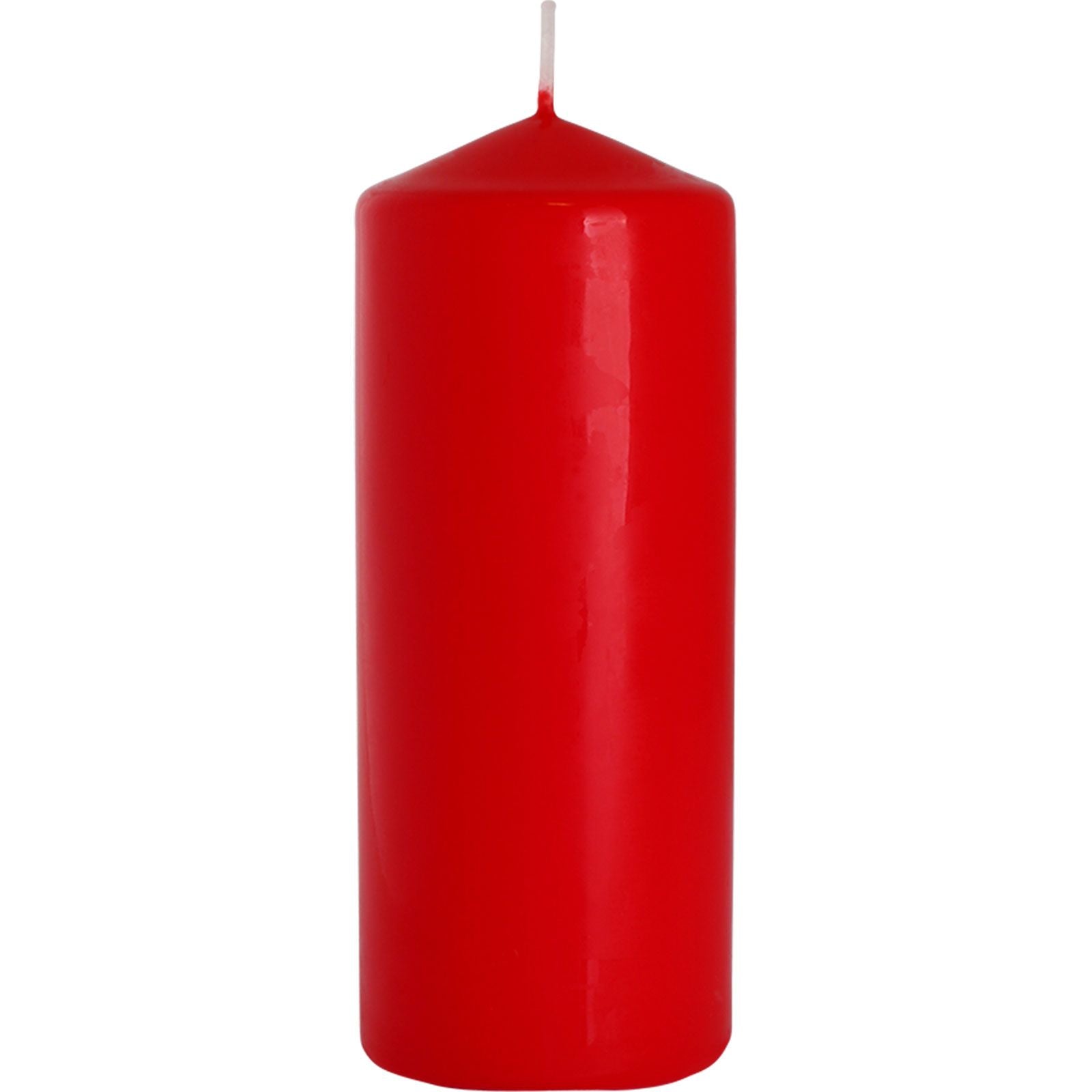Paraffin blockljus – 60x150 MM Röd, rött paraffinblockljus 60x150 mm i cylindrisk form med veke mot vit bakgrund